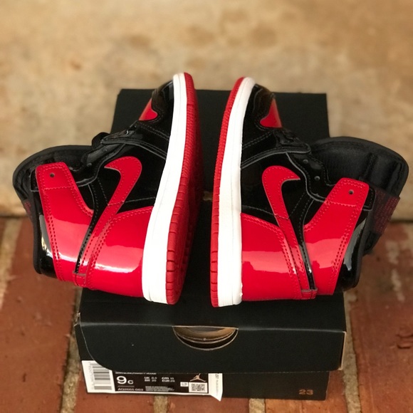 Air Jordan Retro 1 Patent Bred / Banned Reimagined TD Size 9C - Picture 6 of 9